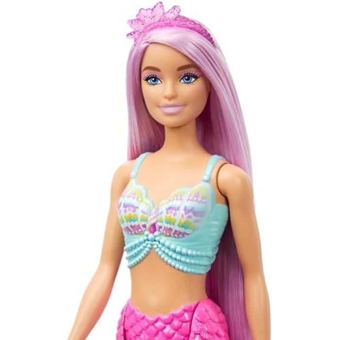 Poupée Sirène - BARBIE - Cheveux Roses - 18 cm - Accessoires de Coiffure - Pour Enfants de 3 à 10 ans