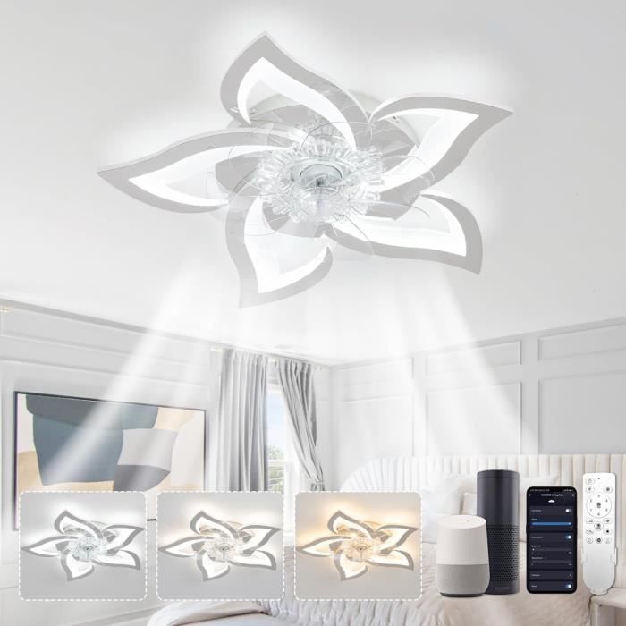 Plafonnier Ventilateur De Plafond Compatible Avec Alexa Et Google Assistant Ventilateur Plafond Avec Lumiere Silencieux Mo[n3691] - Chicheng