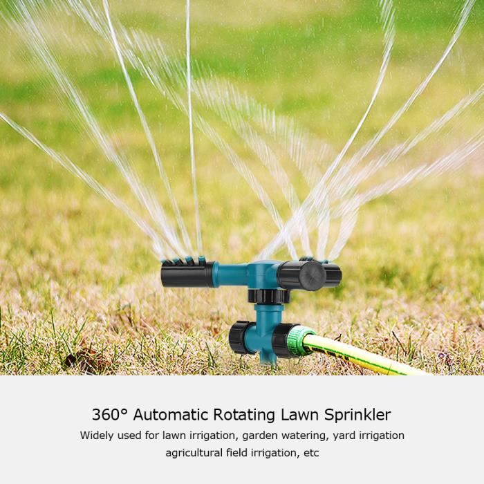 Magicfun Arroseurs de Pelouse de Jardin Automatique dArrosage Gicleurs Rotatif 360°à 3 Bras & Réglable & Multi-Angle Irrigation pour Pelouse Arroseur Jardin 