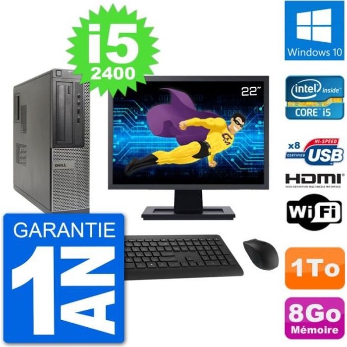 PC Dell 390 DT Ecran 22 i5-2400 RAM 8Go Disque 1To HDMI Windows 10 Wifi Reconditionné - Dell reconditionné disponible sur Cdiscount Seconde Vie