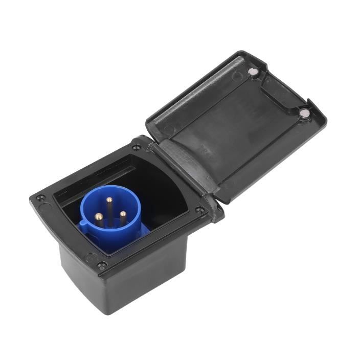Prise étanche Extérieure 16A 220V IP44 Pour Camping-car, Caravane, Remorque – Boîtier Noir, Installation Facile, Protection Contre L’eau