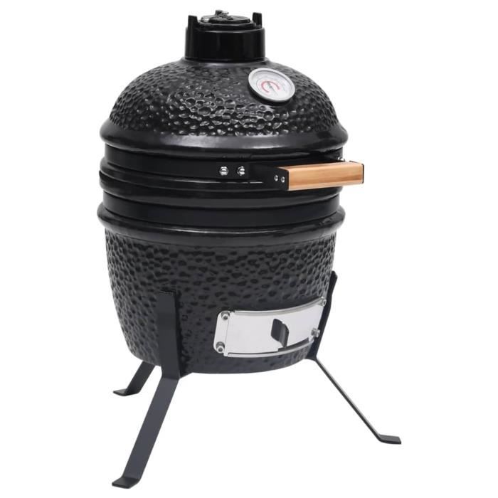 Barbecue à fumoir Kamado 2-en-1 Céramique 56 cm Noir - DIO7380740309285