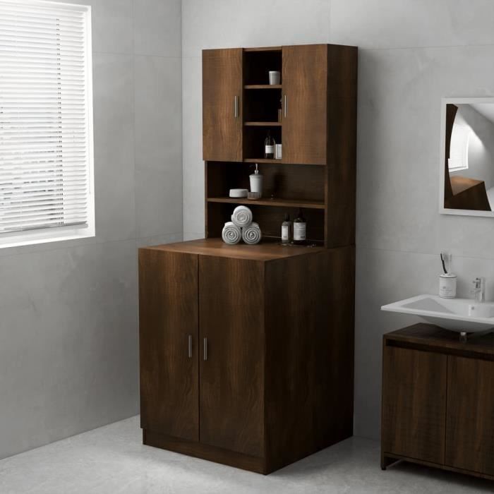 VidaXL Armoire à Lave-Vaisselle Noir Chêne 70,5x71,5x91,5 Cm En Bois D'Ingénierie - Meuble Machine à Laver