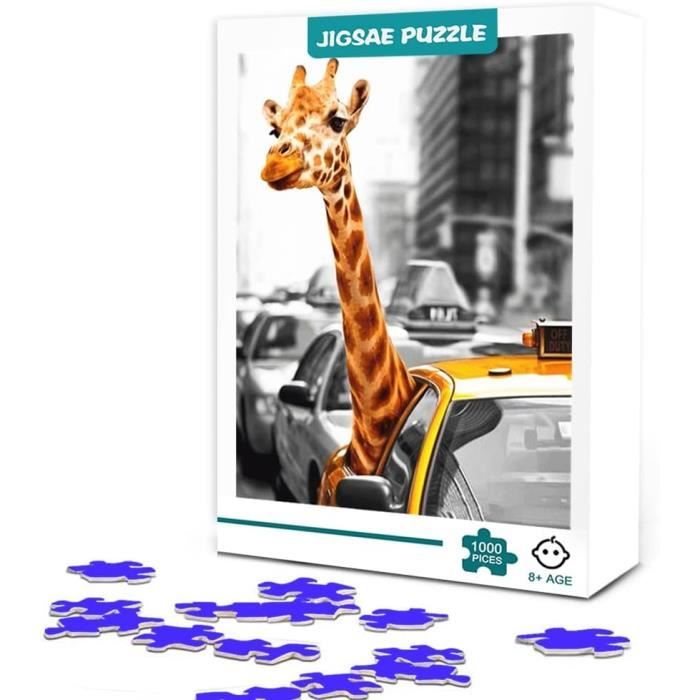 Tucocoo Puzzle de girafe fantaisiste sur les toilettes pour adultes, puzzle amusant de 1000 pièces avec animal insolite lisant le journal, jeux familiaux stimulants et amusants art mural puzzle