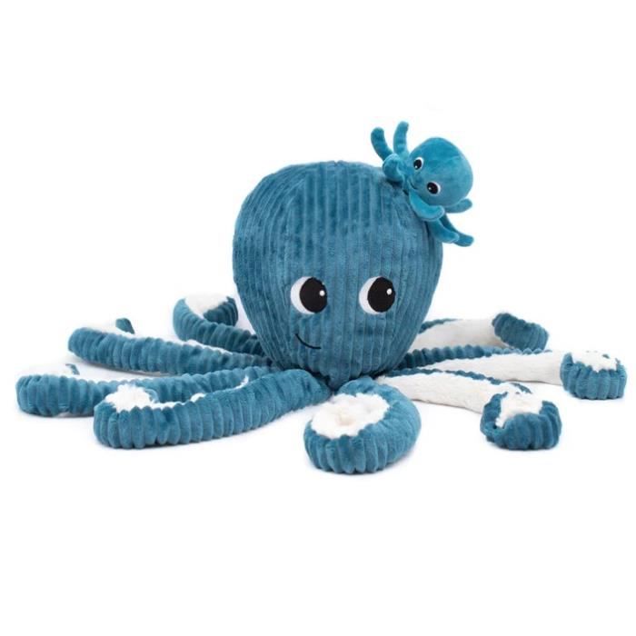 Peluche Les Deglingos - Ptipotos pieuvre maman et bébé bleu - 45cm - Pour enfant dès la naissance