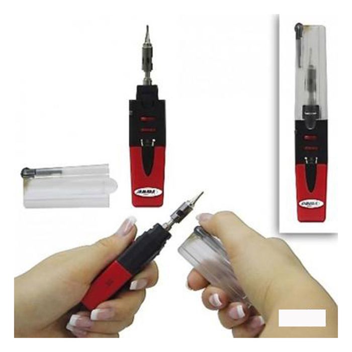 Lampe à souder - JAMARA - Fer à souder prêt à lemploi - Rechargeable butane - Briquet intégré - Portable 12 cm réglable