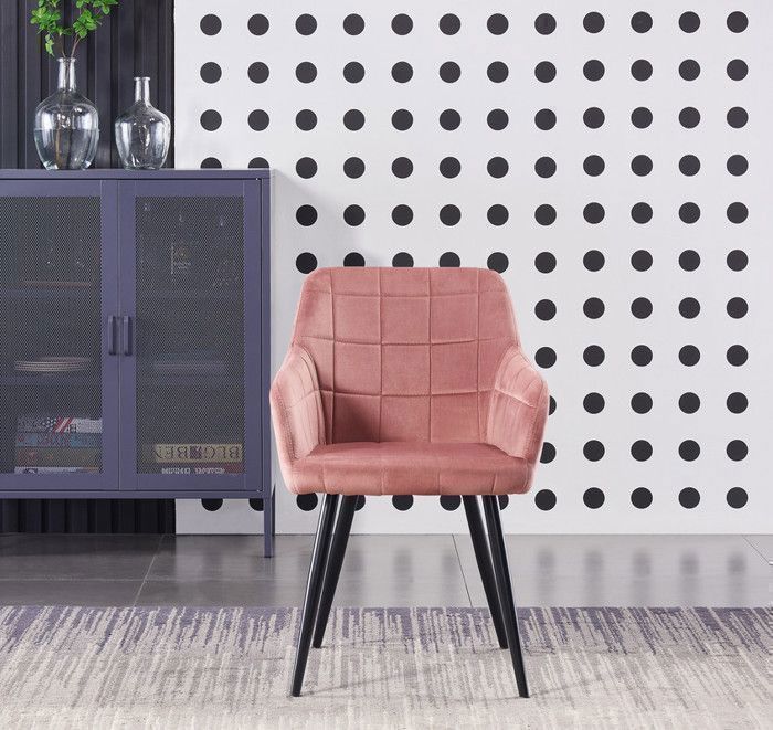 Chaise de salle à manger ergonomique individuelle en velours avec pieds en métal – pour salle à manger salon cuisine