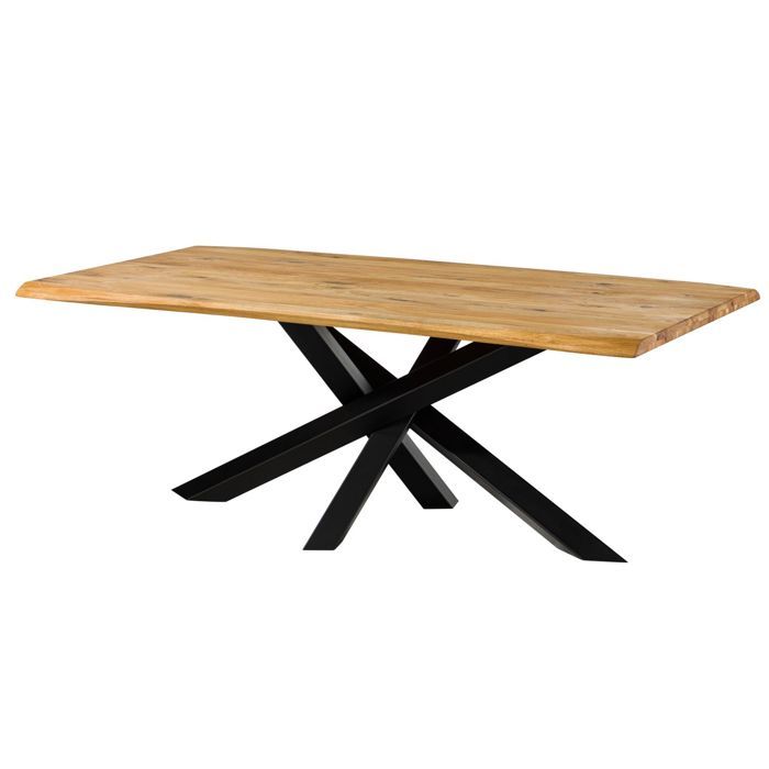 Table à manger - Bois massif de chêne sauvage - 200x100 cm - Pieds Mikado- SEATTLE Table à manger - Bois massif de chêne sauvage - 200x100 cm - Pieds Mikado- SEATTLE
