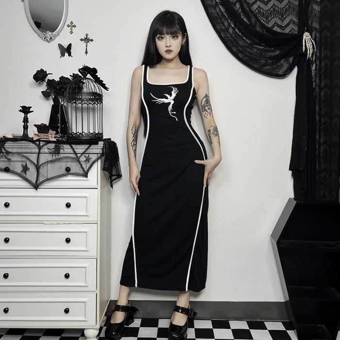Robe Gothique Vintage Noire à Lacets Pour Femme - Col En Losange, Taille Haute - Style Romantique Sombre