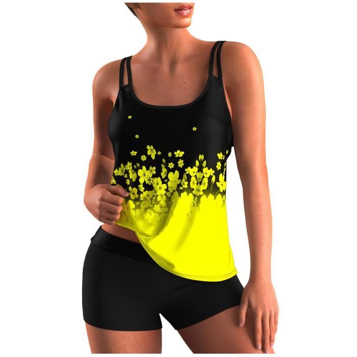 Ensemble Tankini Imprimé pour Femme avec Short de Bain Coordonné
