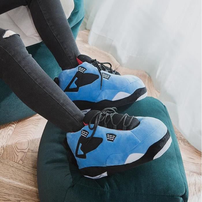 AJ4 BLEUCotton slippers Bleu Cdiscount Chaussures