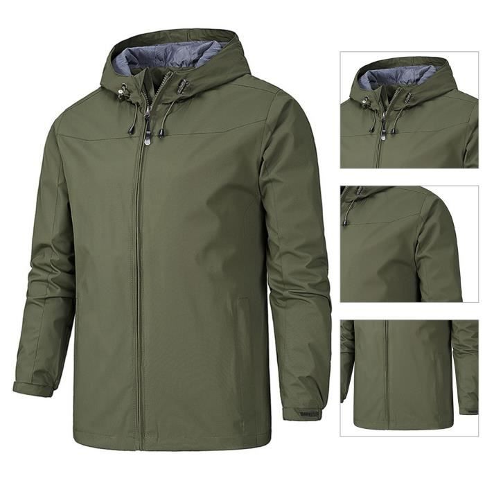WORK IDEA Veste Softshell Impermeable Respirante Homme Avec Capuche Amovible - Veste Cyclisme Randonnée Travail Plein Air