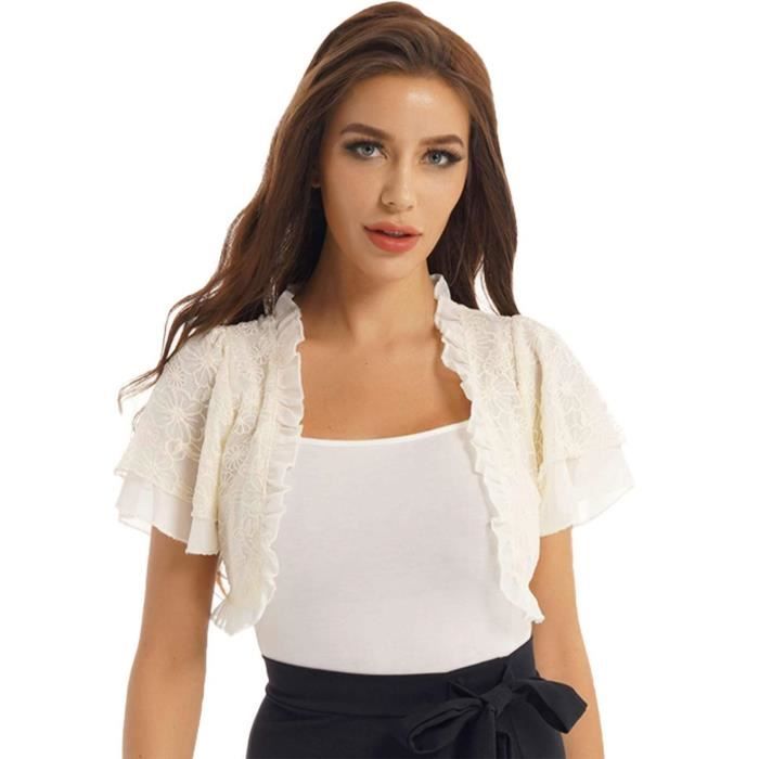 Boléro Femme En Mousseline Transparente ORANDESIGNE - Manches Courtes, Sans Fermeture - Pour Robe, Mariage