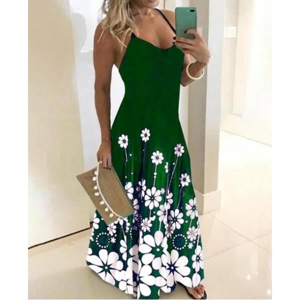 Robe,robe longue Vintage à imprimé Floral pour femme,tenue Sexy à