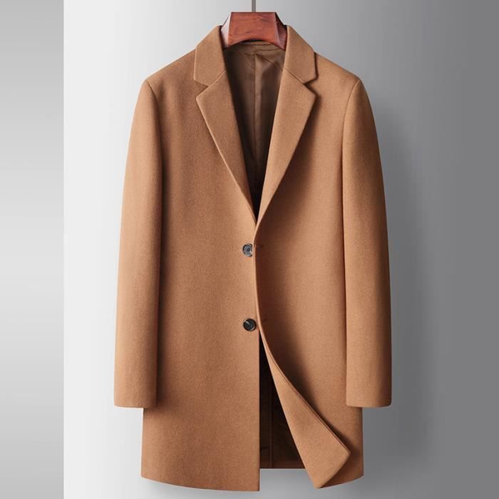 Manteau Homme Mi-long En Laine - Trench Coat Classique Pour Automne-hiver, Coupe Slim