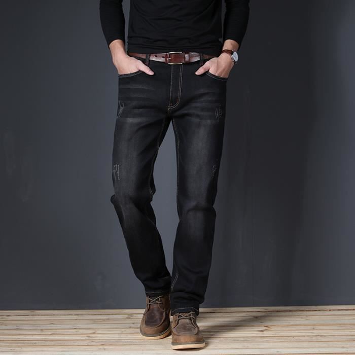 Pantalon Jeans pour Homme Coupe Droite Noir Denim