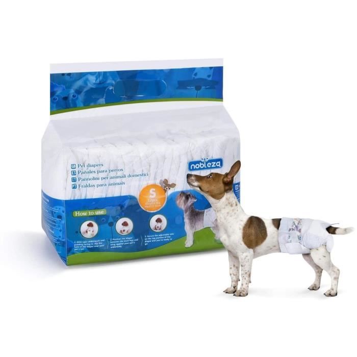 Comparer les prix de Nobleza - Pack de 12 couches jetables pour chien, bien-être et confort. Extra absorbantes. Taille S (2 à 3kg).