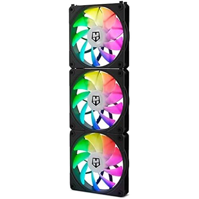 NOX XTREME PRODUCTS Hummer EASY LINK - Lot de 3 ventilateurs 120mm LED ARGB PMW ultra-silencieux sans fil 4 patins en
