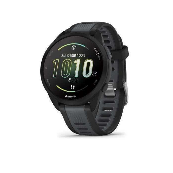 Montre GPS connectée - GARMIN - Forerunner 165 - 1 2 - Noir avec bracelet Noir et Gris