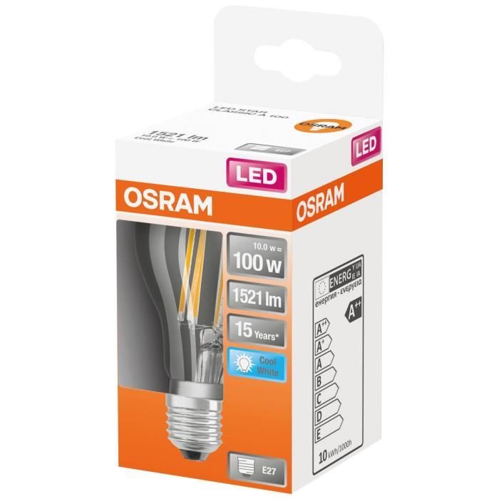 OSRAM Ampoule LED Standard clair filament 11W=100 E27 froid