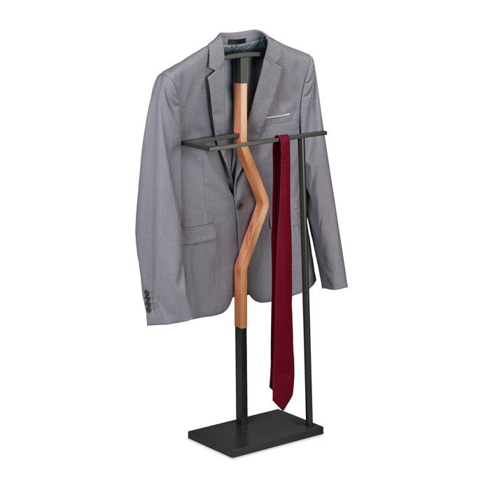 Relaxdays Valet de chambre vestes et pantalons HxLxP : env. 107x48x20 cm métal MDF chevalet à vêtement gris/nature