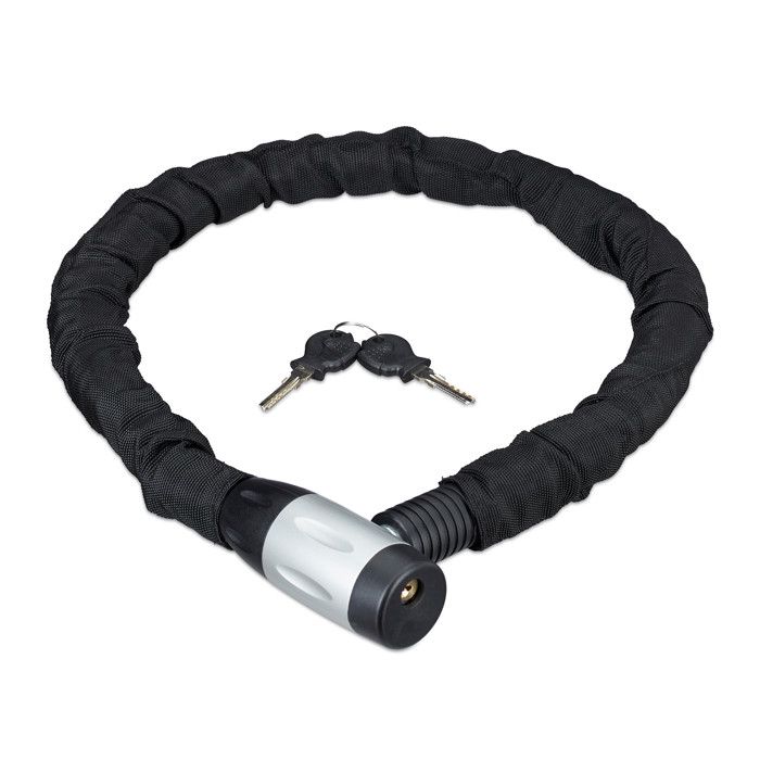 Relaxdays Antivol vélo, Cadenas, Chaine anti-vol, moto, 100 cm long, moto, 2 clés, noir - 4052025241285