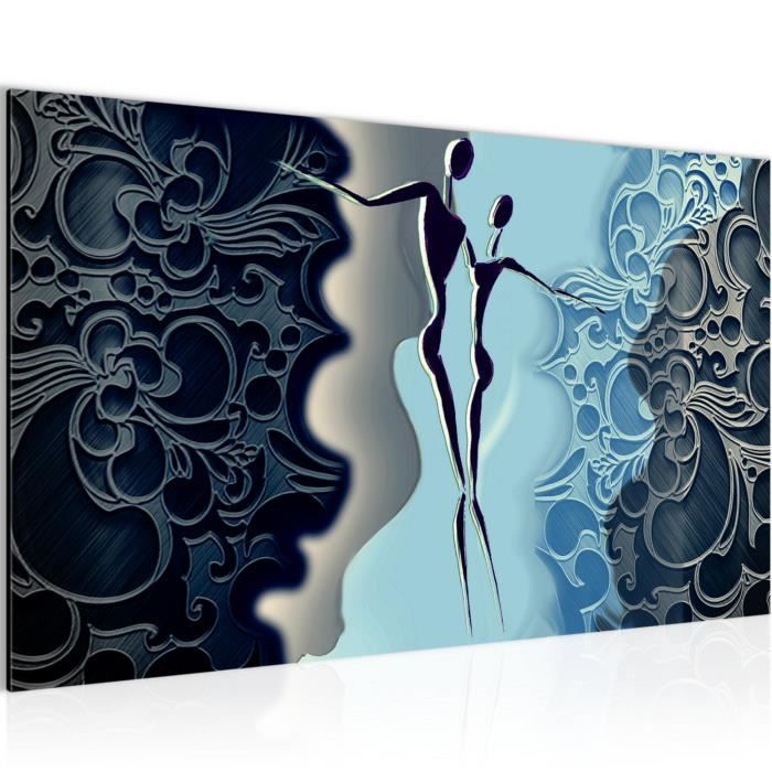 Runa Art Tableau Décoration Murale 3D Abstrait 200x100 Cm - 5 Panneaux Deco Toile Prêt à
