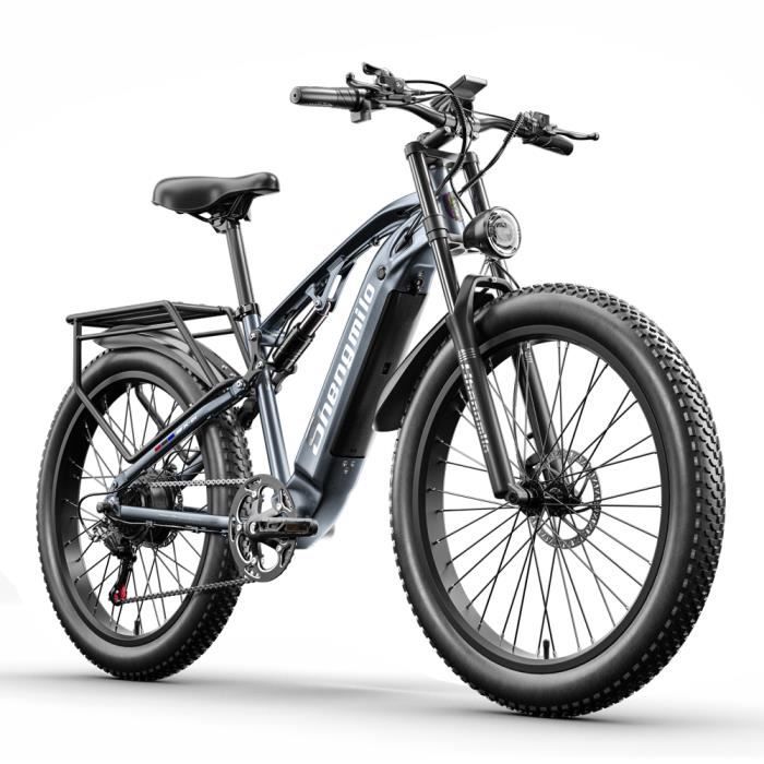 Vélo électrique à suspension complète 26'' 500WBAFANG moteur 48V15AH,vélo électrique à pneus larges mountain bike 7 shift,oil brake