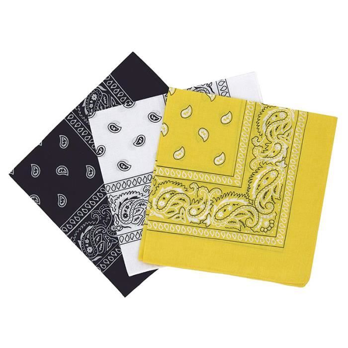 XL Jaune Extra Large 100% Coton Bandana Écharpe Noir Blanc Paisley Foulard XL Jaune Extra Large 100% Coton Bandana Écharpe Noir Blanc Paisley Foulard