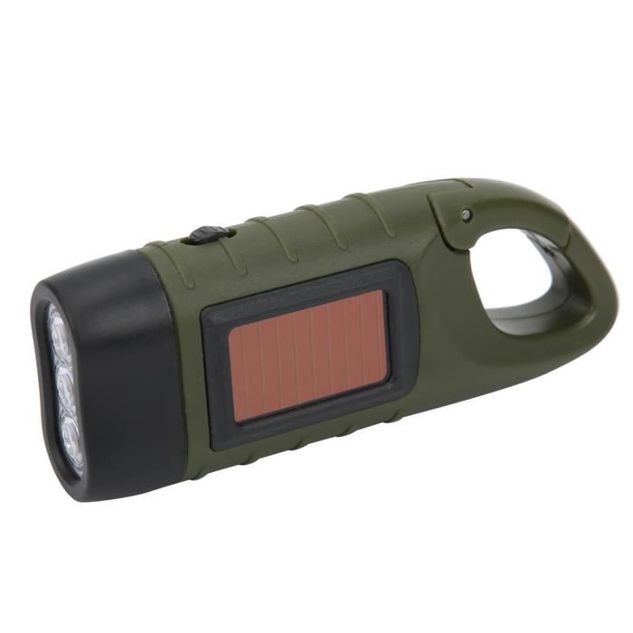 Dedang Lot de 2 lampes de poche LED rechargeables à manivelle solaire lampe de poche de survie d'urgence lampe de poche générateur rapide