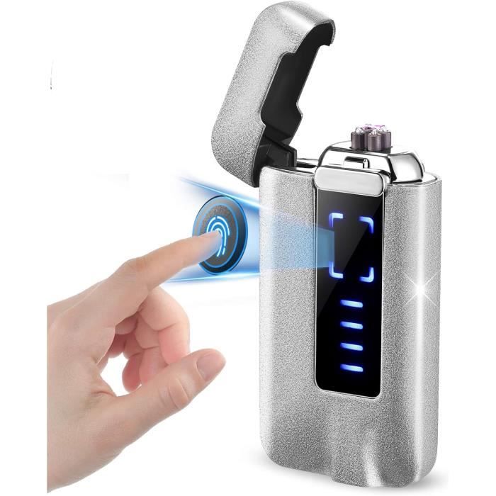 Briquet électrique plasma double arc rechargeable USB affichage batterie briquet cool horloge lampe poche cadeau homme femme - Au quotidien