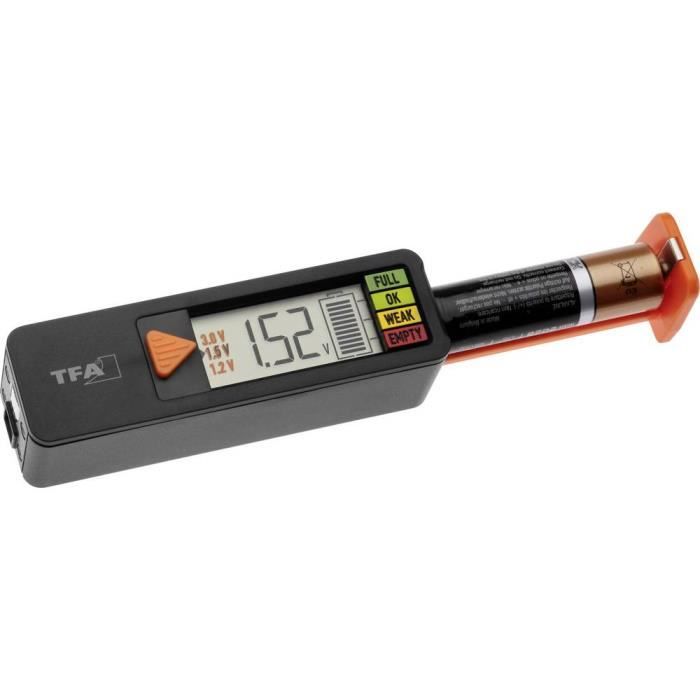 TFA Dostmann Testeur de piles Batterietester BatteryCheck plage de mesure (testeur de pile) 1,2 V, 1,5 V, 3 V, 9 V batt