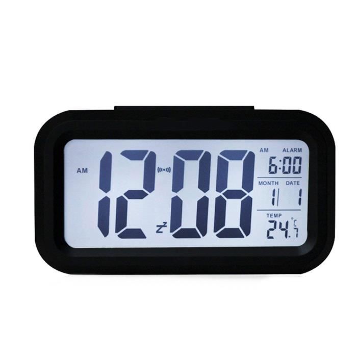 Reveil Numerique De La Forme Rectangle De La Forme De La Piece De Reveil Black Shell Calendrier De L Horloge De Reveil Comme Montre Cdiscount Maison