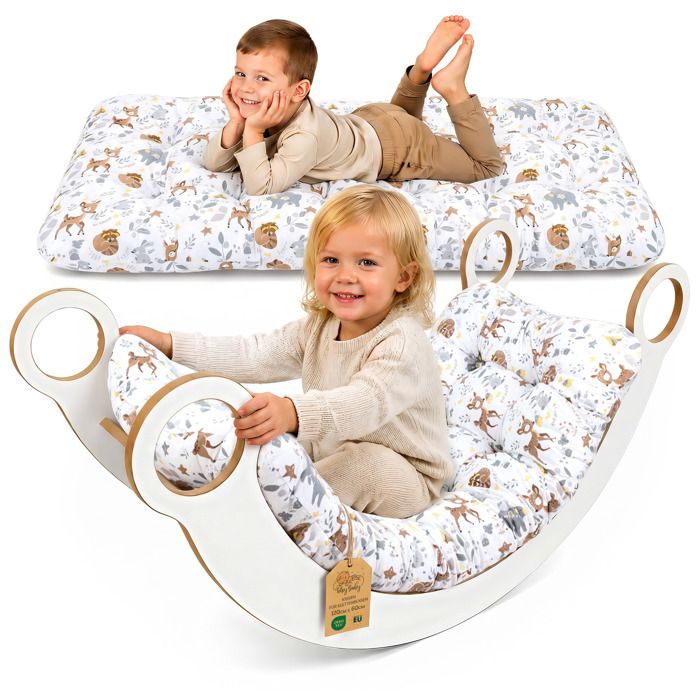 Coussin pour arc Montessori & bascule 60x120 cm - matelas de sol enfant - assise détente lecture sieste pour la chambre avec Ours