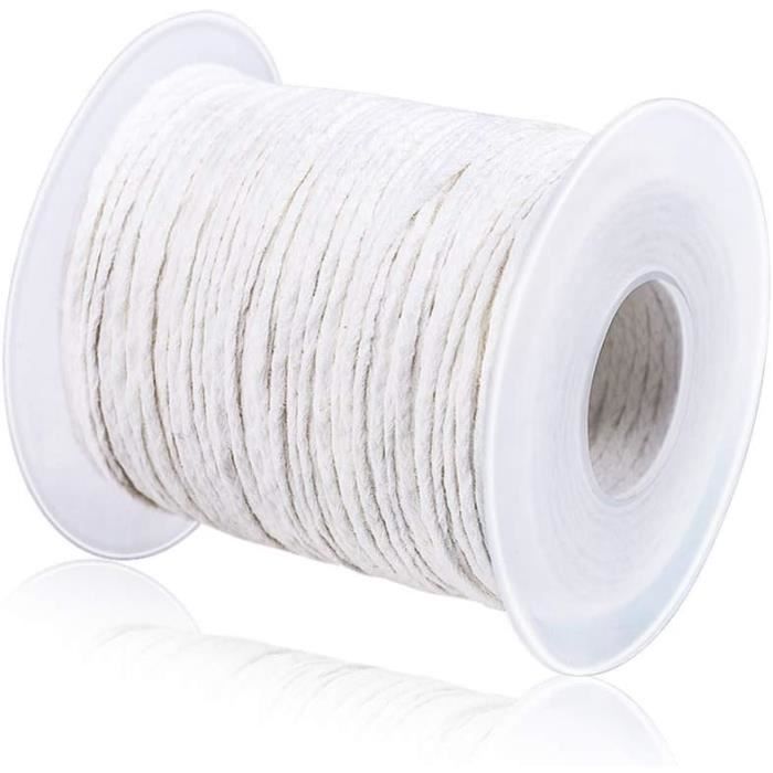 Rouleau De Mèche à Bougie Coton Tressée - 200 Pieds (environ 61m) Pour Bougies Piliers, Cônes - DIY