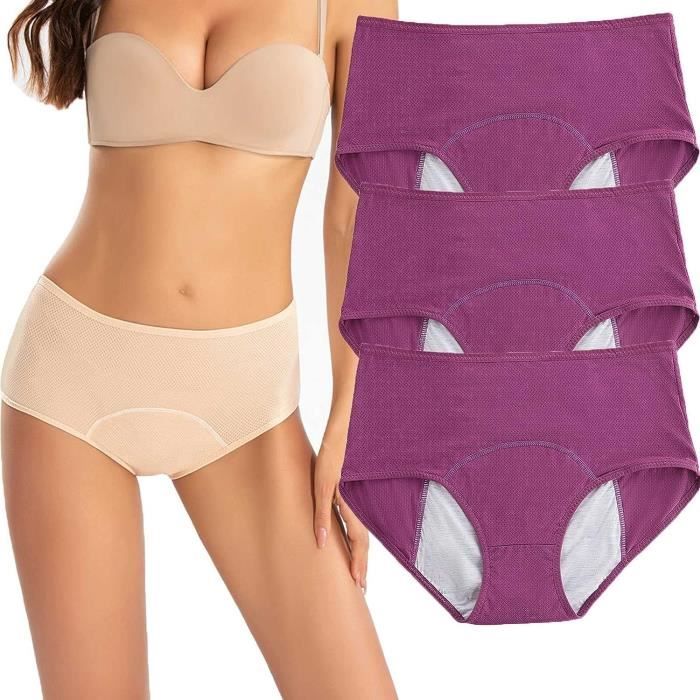 Culotte Anti-Fuite Urinaire Femme Lavable - 6 Pièces - Taille Haute En Coton - Pour Règles Et Fuites Légères