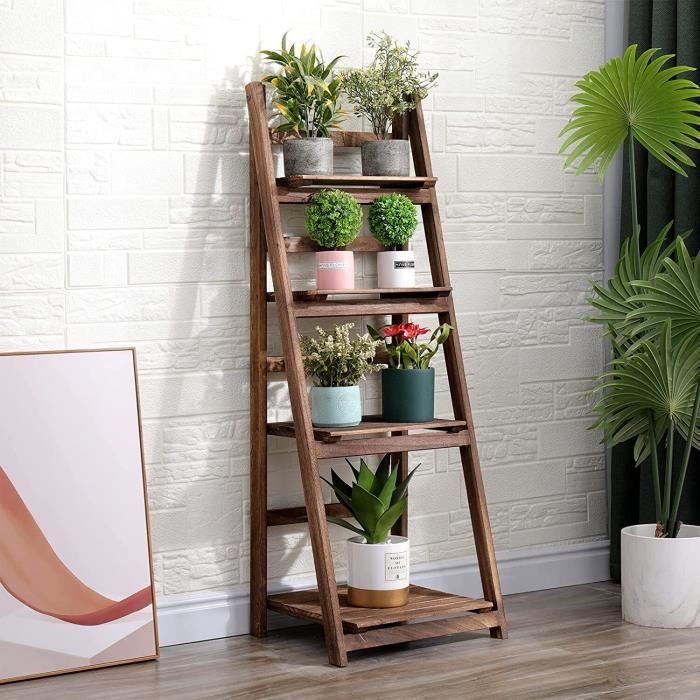 Etagère Échelle à Fleurs Porte Plante 4 Étages pour Balcon Jardin 41x32.5x110cm