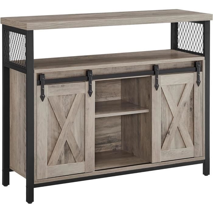 Buffet de Salle à Manger VASAGLE avec Portes Coulissantes Étagère Réglable Style Industriel Grège et Noir Buffet de Salle à Manger VASAGLE avec Portes Coulissantes Étagère Réglable Style Industriel Grège et Noir