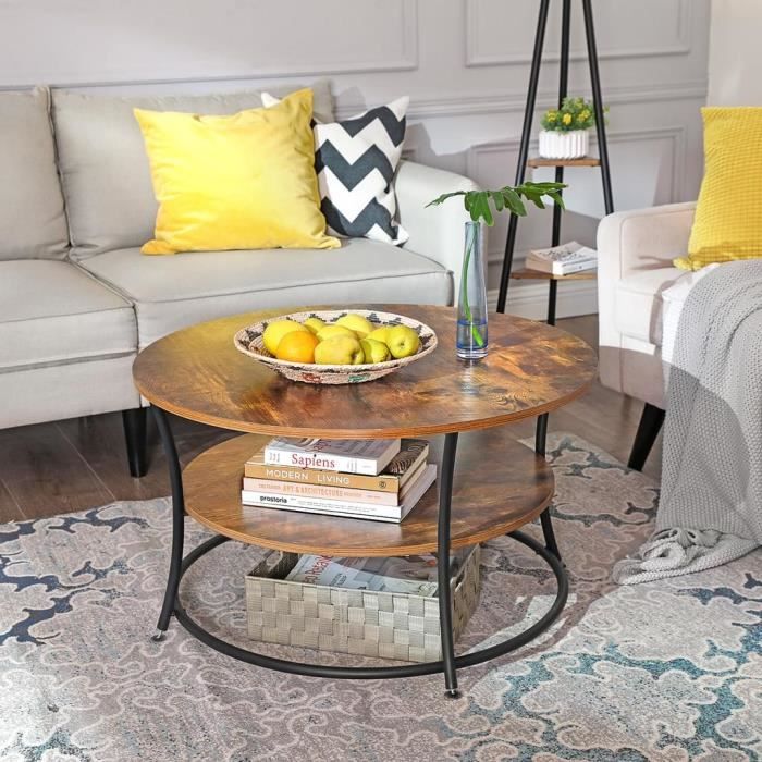 Vasagle Table Basse Ronde 2 Niveaux 80 X 45 Cm Oxh Structure En Metal Style Industriel Marron Lct80bx Achat Vente Table Basse Vasagle Table Basse 2 Nivea Cdiscount