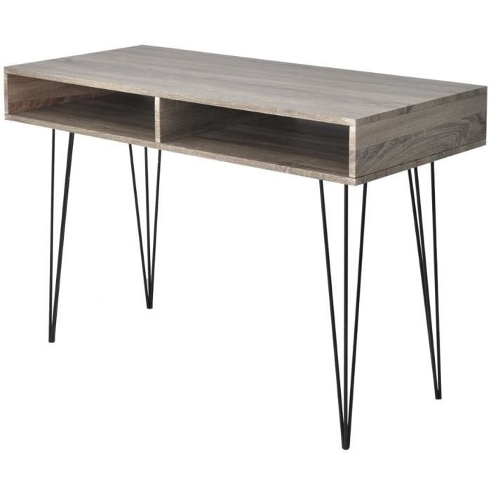 vidaXL Bureau avec 2 compartiments Gris