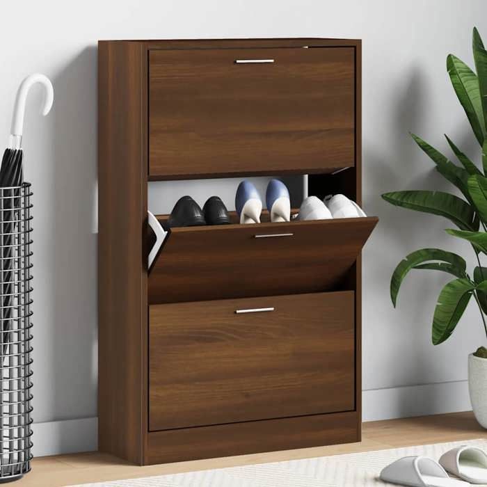 vidaXL Armoire à chaussures Chêne marron 63x24x103cm Bois dingénierie 342557