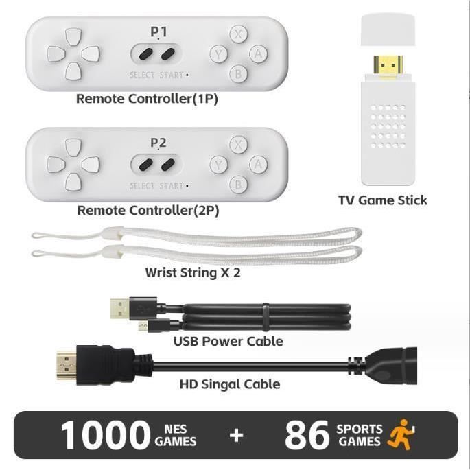 TAQY Console Rétro Portable 4,3″ – 2000 Jeux Intégrés – Double Joystick – Sortie TV – MP4 – Cadeau Voyage