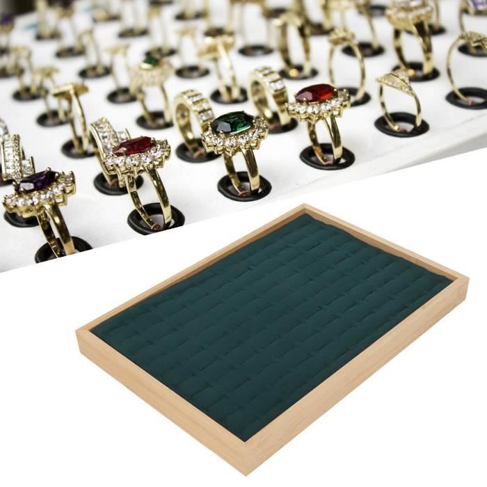 Organisateur De Bijoux Élégant 12 Grilles En Velours Et Bois - Plateau De Rangement Premium Pour Boucles D'Oreilles, Colliers Et Montres