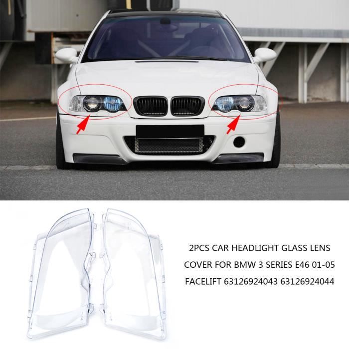 Paire de verre lentille de phare feux droite et gauche pour BMW 3 Série E46 01-05 Facelift 63126924043 63126924044