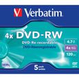 DVD-RW VERBATIM - Pack de 5 - 4x - 4,7 Go - Boîtier crystal-1