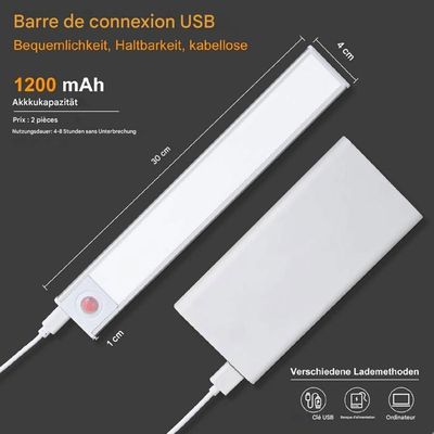Lot De 2 Lampes De Placard LED Ylatoial - 25cm Rechargeable 2000mAh Détecteur Mouvement 6500K