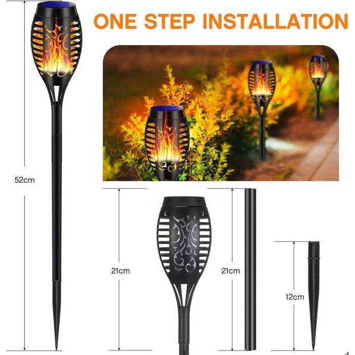 Lampe Solaire Exterieur - 6 Pièces Lumières Flamme Solaire Exterieure ...