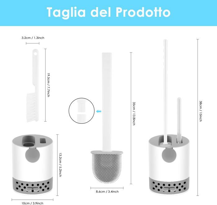 Brosse WC Avec Support, Brosse WC En Nylon Ultra-doux Avec Support De Brosse Wc Cadre En Aluminium Espace Au Mur Et Vertical Pas Daccumulation Deau Couleur Noir 92585030