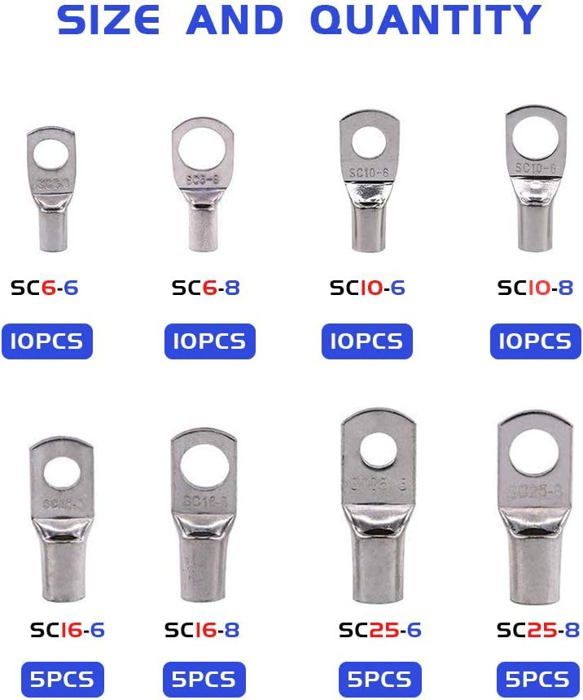 25 Cosses Tubulaires 1,5 Mm² - Trou M4, Cuivre Étamé - Pour Câbles Batterie, Auto, Électricité