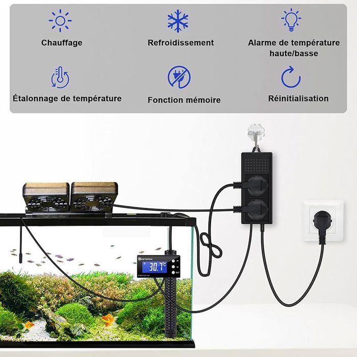 Prise Thermostat Numérique 230V Avec Sonde 2m - Régulateur Chauffage/Refroidissement Pour Terrarium, Aquarium, Serre